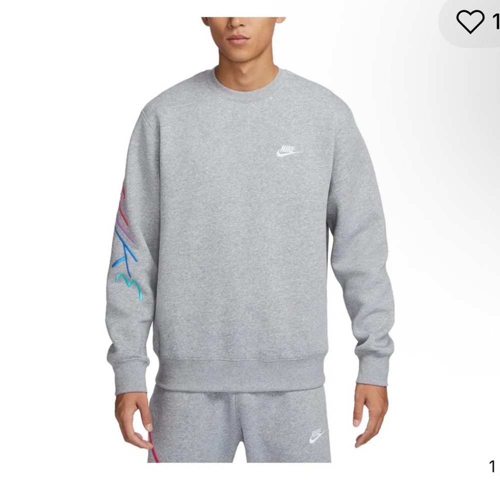 Nike Club Fleece Embroidered Logo Crew Neck Sweatshirt